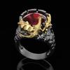 New Punk Gothic Rock Gold Two Tone Ruby Dragon Ring, New Men's Ring