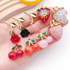 2pcs Stainless Steel 3D Stereoscopic DIY Jewelry Accessories Keychain Necklace Pendant Pendant Cherry Strawberry Craft Supplie