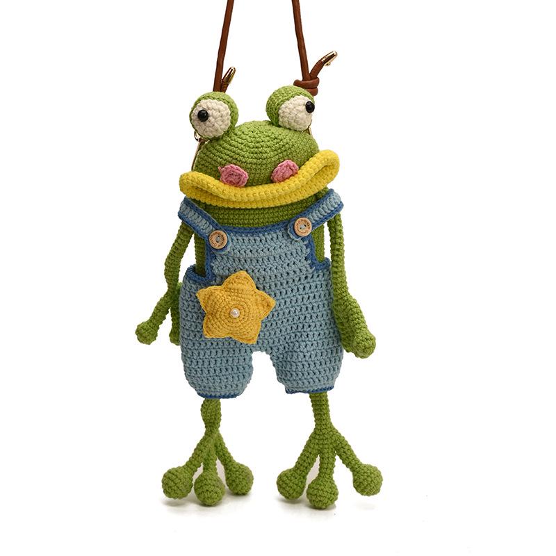 Handmade Big Mouth Frog Crochet Crossbody Bag: Cute, Funny Parent-Child Phone Bag