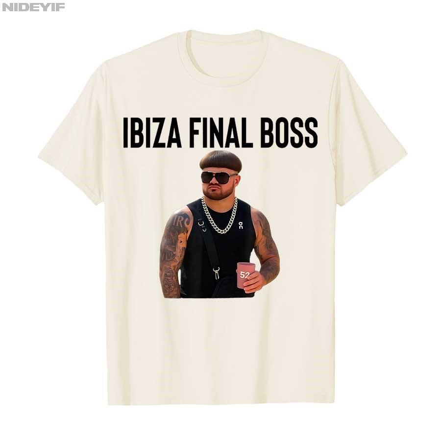 Funny Viral Bower Haircut Ibiza Final Boss Meme Club Summer T-shirt For Men Women 100% Cotton T Shirts Short Sleeve Tops P386