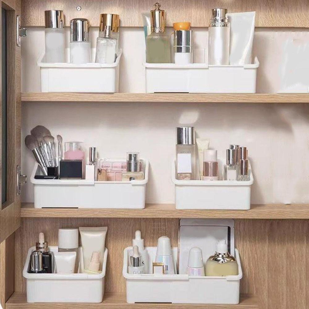 Adjustable Extendable Mirror Cabinet Storage Box White Lipstick Storage Box Kitchen