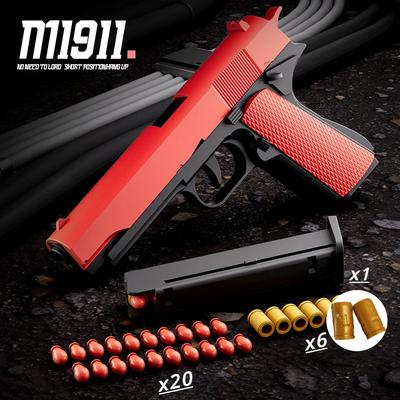 M1911 Airsoftová pistole s vyhazováním nábojnic, s manuálním natahováním, bezpečná, měkké kuličky pro venkovní střílecí hru, hračka pro děti i dospělé
