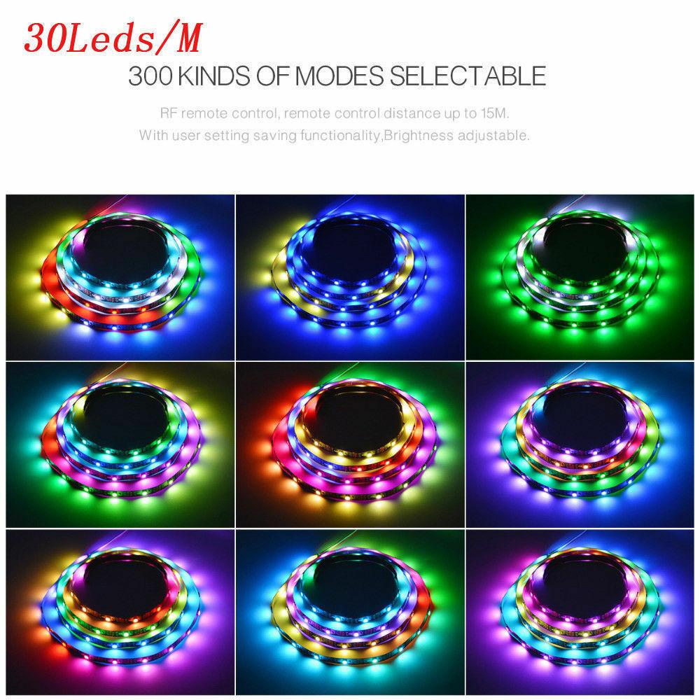 WS2812 5050 Waterproof RGB LED Strip 30/60/74/96 LED Individual Addressable 5V
