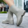 Koreansk Japansk Dame Midt-legg Regnstøvler Utendørs Fotturer Vanntette Sklisikre PVC Sko Moteable Dame Gummistøvel Overtrekk