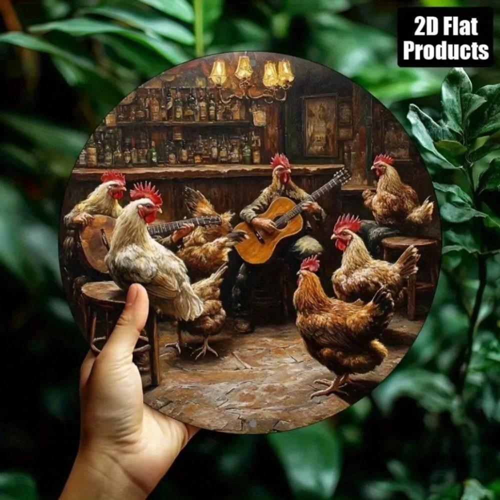 

Vintage Metal Wall Art Flamenco Rooster Guitar Retro Bar Decor Gift різнокольоровий