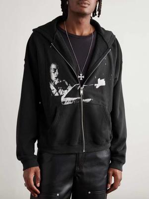 Rich Kids Vintage Poet Print Hoodie - Washed Trendy Style