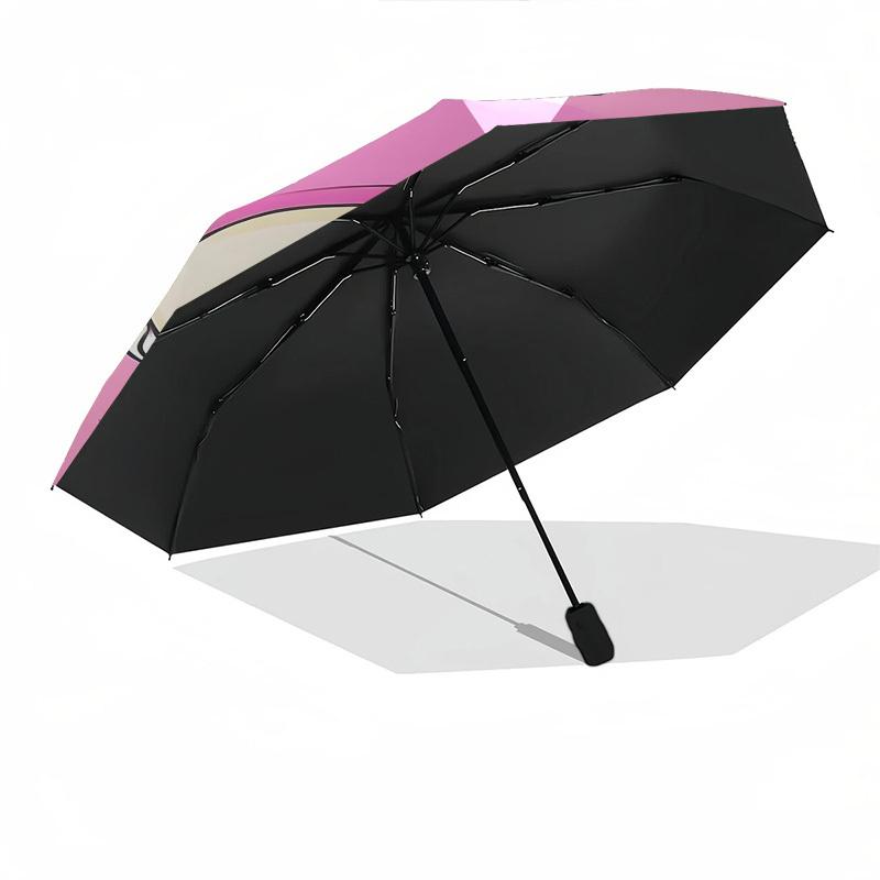 1pc pink phone Automatic Folding Umbrella - Compact 8-Rib Design, Durable Plastic & Iron1361L