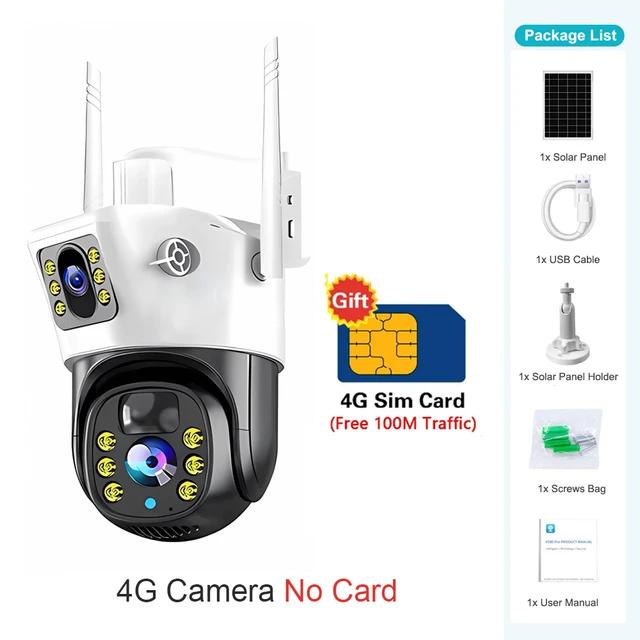 4G Camera With 4G-SIM Card Solar Panel 8MP 4K Outdoor Wireless PTZ PIR Human Detection CCTV IP Camaras V380 Security Protection
