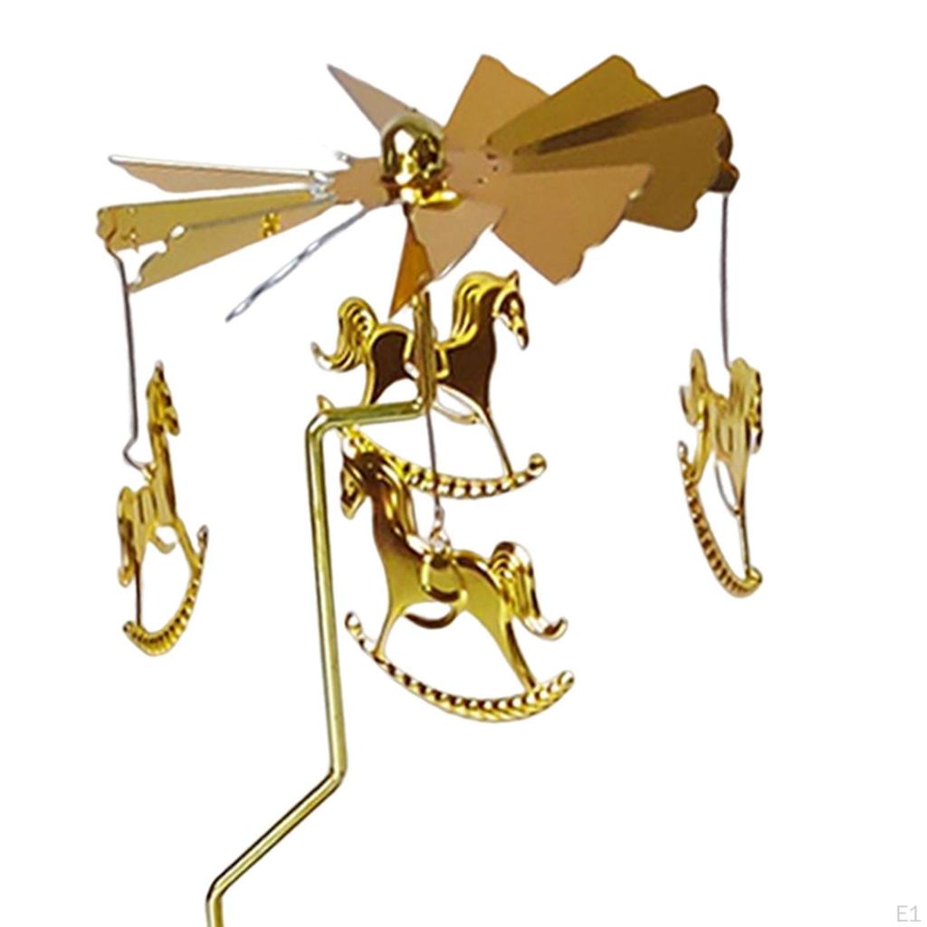 Metal Rotating Candle Holder Rotary Candlestick for Living Room Ornament Carousel