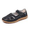Women's Plus Size Closed Toe Roman Sandals, breathable hollow out flat design with comfy soft fit for daily casual walking wear