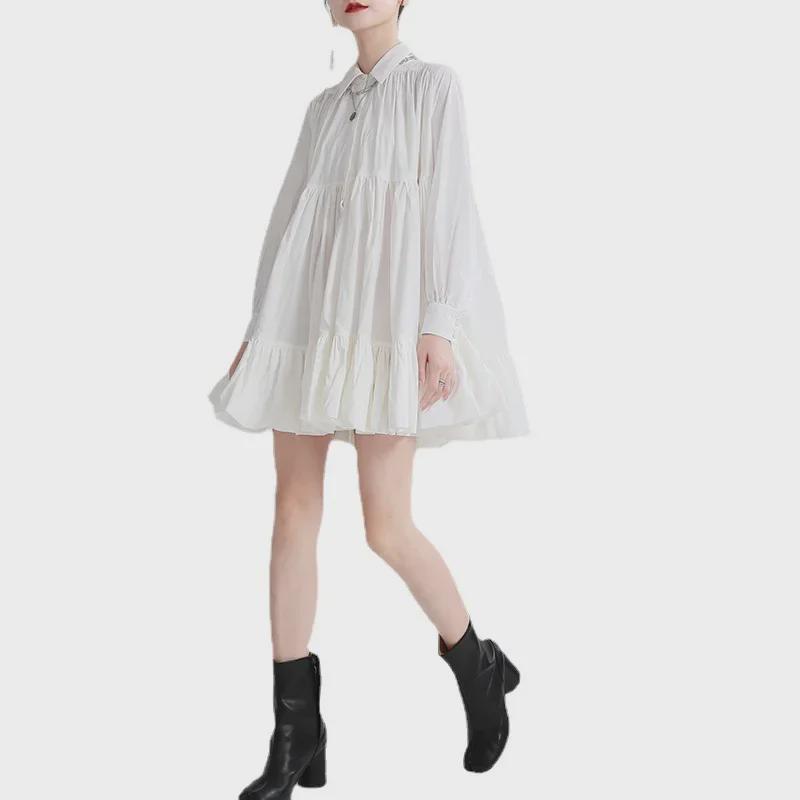 Zhongchuang Rizhen 2025 Women's A-Line High Waist Baby Doll Shirt Dress