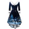 Women's Fashionable Casual Fitted Christmas Print Party Long-Sleeved Dress