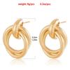Retro French Gold Double-Circle Earrings: Bold Geometric Hoops for Women