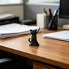 3D-печатная фигурка кота-самурая, держащего длинный меч, статуэтка черного кота, мультяшное животное, украшение для дома и офиса, подарки для любителей кошек