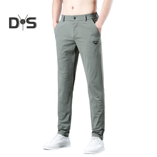 

Мужские брюки с эластичной резинкой на талии, гладкие прямые однотонные мягкие дышащие быстросохнущие брюки со средней талией, повседневные длинные брюки 34 зелёный