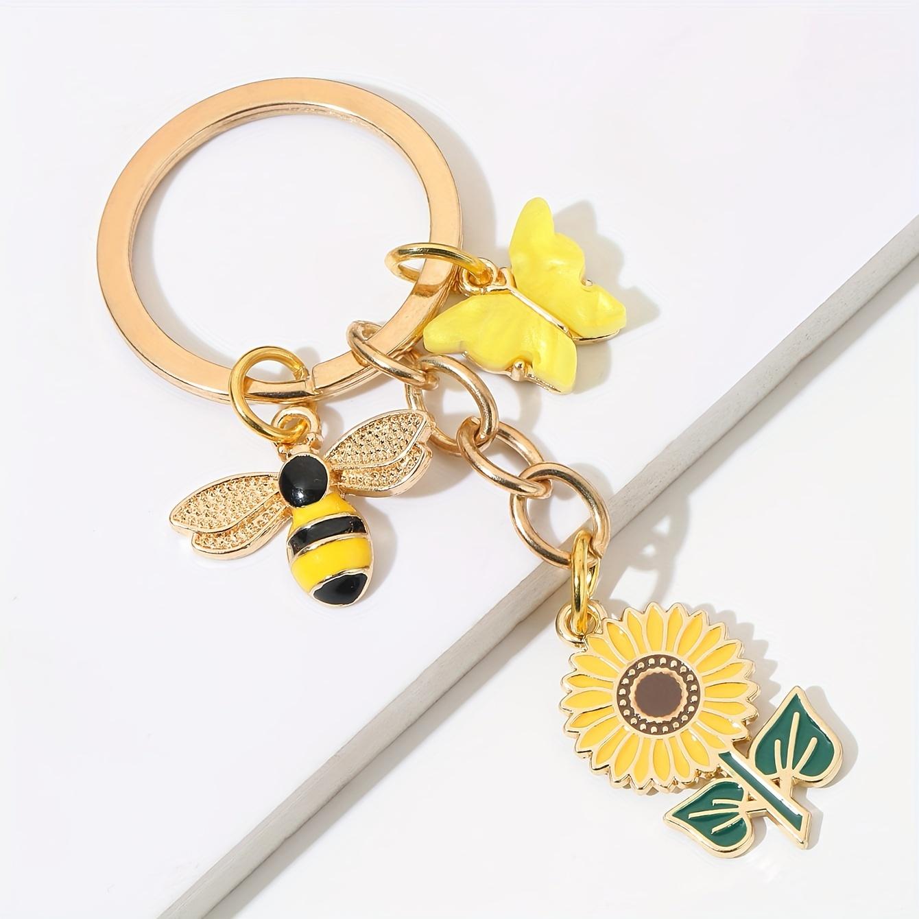 Милый брелок-подвеска с эмалью в виде бабочки, пчелы и подсолнуха для леди