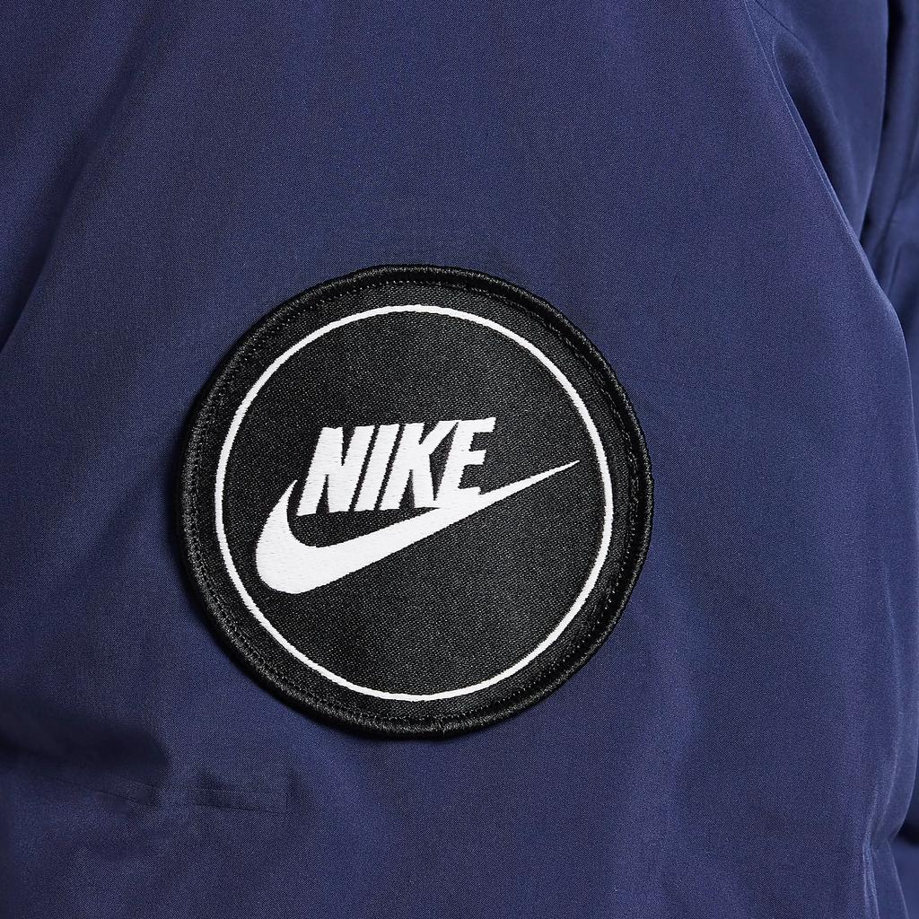 Nike Down Jacket Hooded Zipper Versatile Long Sleeve Dark Navy Kids Jackets HQ7186-410