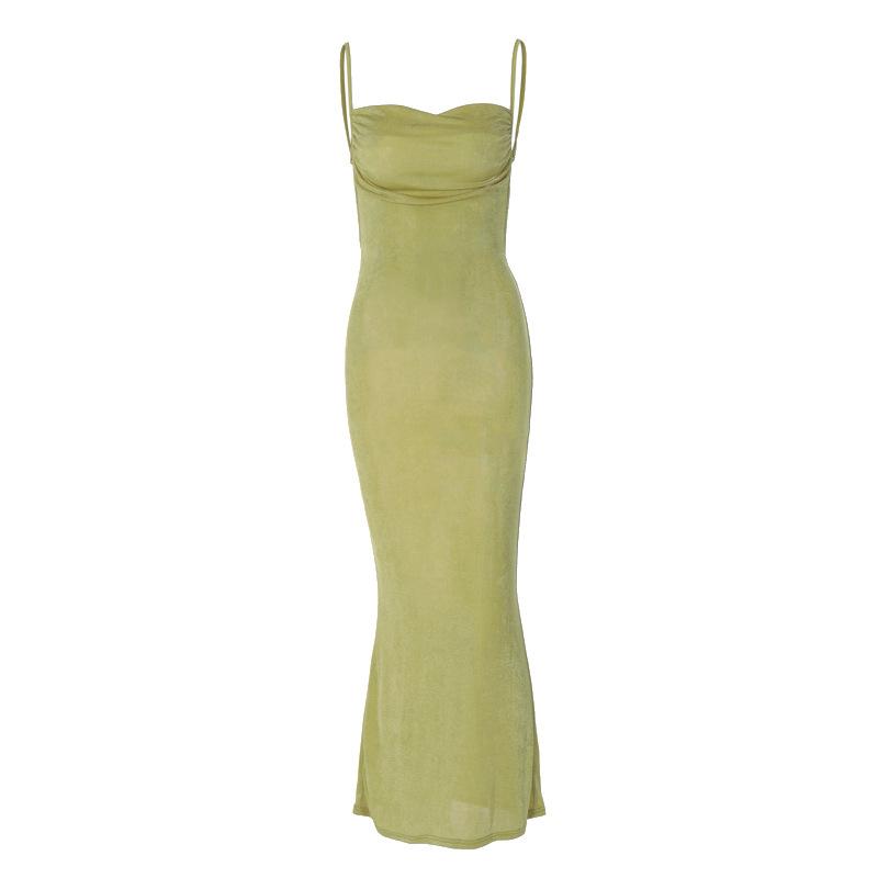 Club Party Women Gown Summer Sleeveless Spaghetti Strap Elegant Sexy Draped Dress