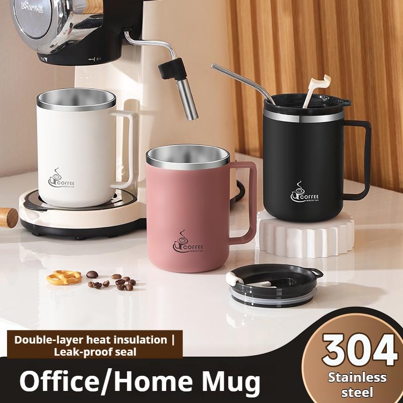 430ML Stainless Steel Coffee Cup with Lid Double Layer Insulated Cup Leak-proof Drinking Cup Thermal Bottlle Milk Coffee Mug