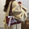Yogodlns New Fashionable Oil Wax Leather Cylinder Handbag Women's Commuter Crossbody Bag Pure Color Crossbody Bag Retro Style