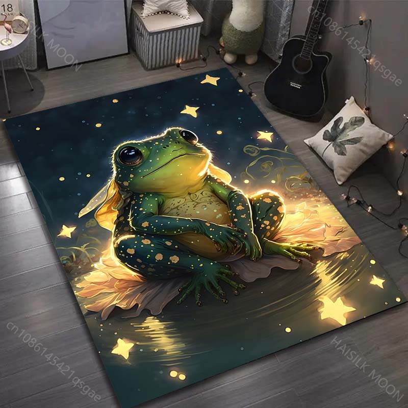 Mushroom and Frog Meditation Print Carpet for Living Room Bedroom Sofa Doormat Decor Area Rugs Non-slip Floor Mat Large Size