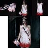 Halloween Ghost Bride Costume With Shoulder Straps And Handheld Bouquet For Cosplay And Party Events