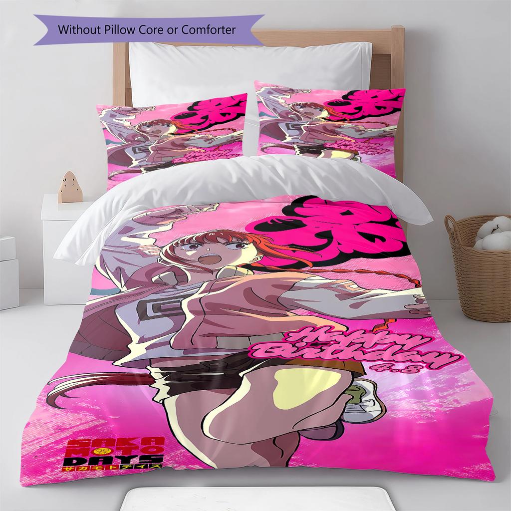 Sakamoto Days Pattern Bedding,Quilt Set Quilt Cover Pillowcase Home Birthday Gift (1 * duvet cover + 2 * pillowcase, without core)