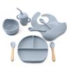 8/Pcs/Set Baby Food Feeding Tableware Sucker Bowl+Spoon+Fork Eating Dinnerware For Children Dishes Baby Bib Cup Baby Stuff