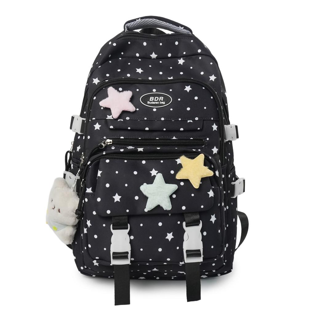 Schoolbag School Bag Junior High School Girls Pain Bag Korean Large Capacity High School Students Backpack Women's Star Printed Versatile Backpack