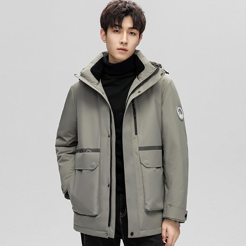 

Куртка-пуховик на гусином пуху, зимняя, новая, средней длины, с капюшоном, утепленная, защищающая от холода и теплая, для активного отдыха на открытом воздухе 3XL