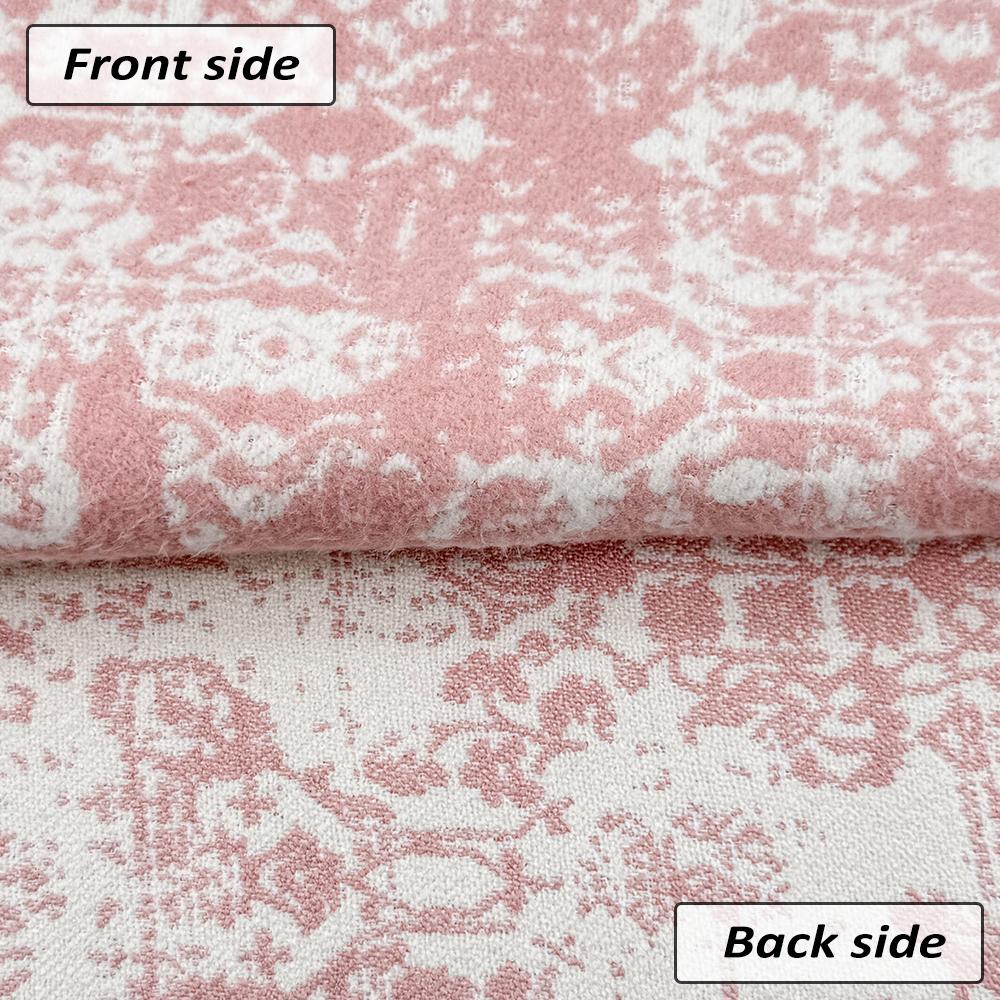 Pink and White Plain Tweed Fabric Medium Weight Nylon Blended Fabric for Making Boys Coats Dresses Skirts
