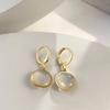 New Retro Sea Abalone Shell Pearl Heart Pendant Drop Earrings for Women Geometrice Round Hoops Ear Buckle Vintage Jewelry Gifts