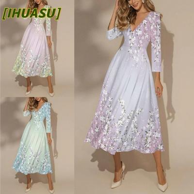 Fashion Summer Spring 3/4 Sleeves V-Neck Casual Dresses