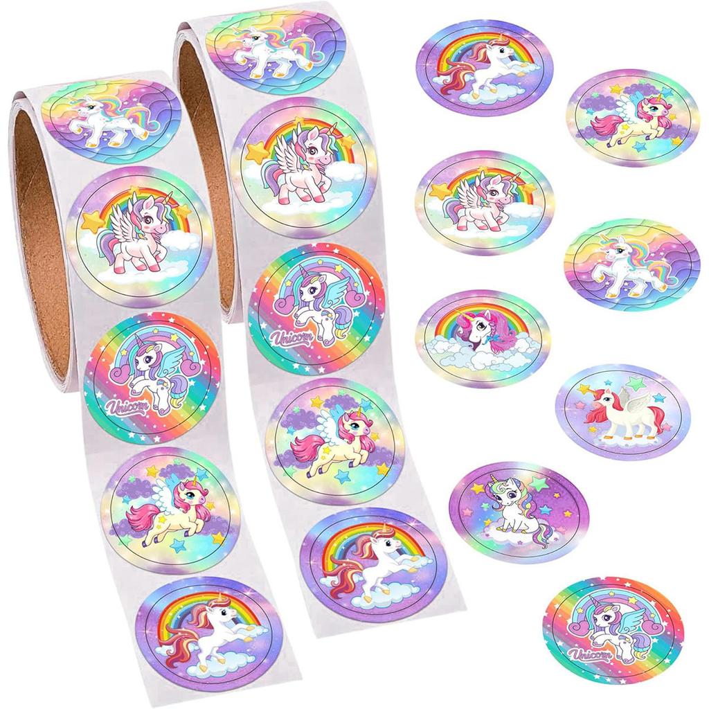 500Pcs Roll Purple Cute Horse Teacher Reward Sticker Fun Motivation Sticker Teacher Student Stationery Stickers