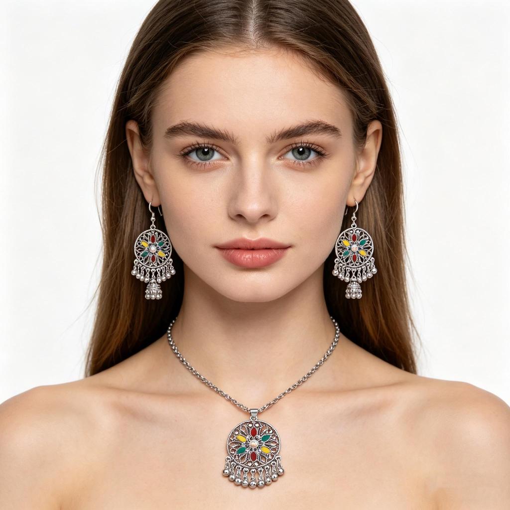 Vintage Fashion Necklace Bohemian National Style Long Exaggerated Personality Clothing Chain Women With Accessories Necklaces Earrings Set