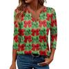 Women's Casual Fashionable Sexy Comfortable V-Neck Christmas Three-Quarter Sleeve Top