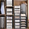 5PCS Large Foldable Plastic Clothes Organizer Storage Baskets in Closet Stackable Clothes Standing Rack Men Pants Jeans Storage