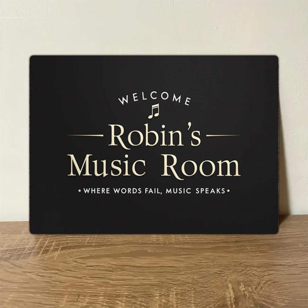 Customizable Music Room Metal Sign Personalized Aluminum Wall Decor Studio Home