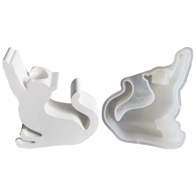 Customized Cat Candle Holder Silicone Mold Resin Decorative Candlestick Mold for Unique Resin Art Soaps and Chocolates