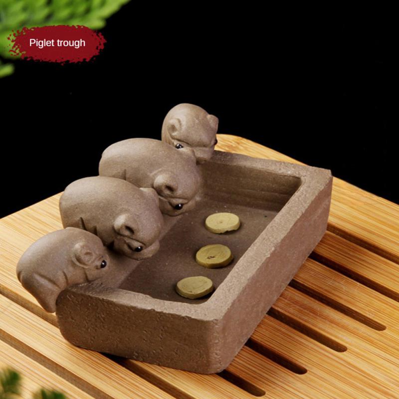 Tea Pet Ornaments Purple Clay Tea Pet Craftsmanship Gift Chinese Crude Pottery Kung Fu Tea Set Tea Pet Pig Trough