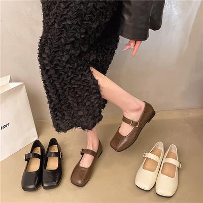 2025 Frühling und Herbst neue französische Mary Jane Einzel-Schuhe Damen koreanische Version eckige Spitze ein Pedal flacher Mund flacher Boden Doudou Damenschuhe