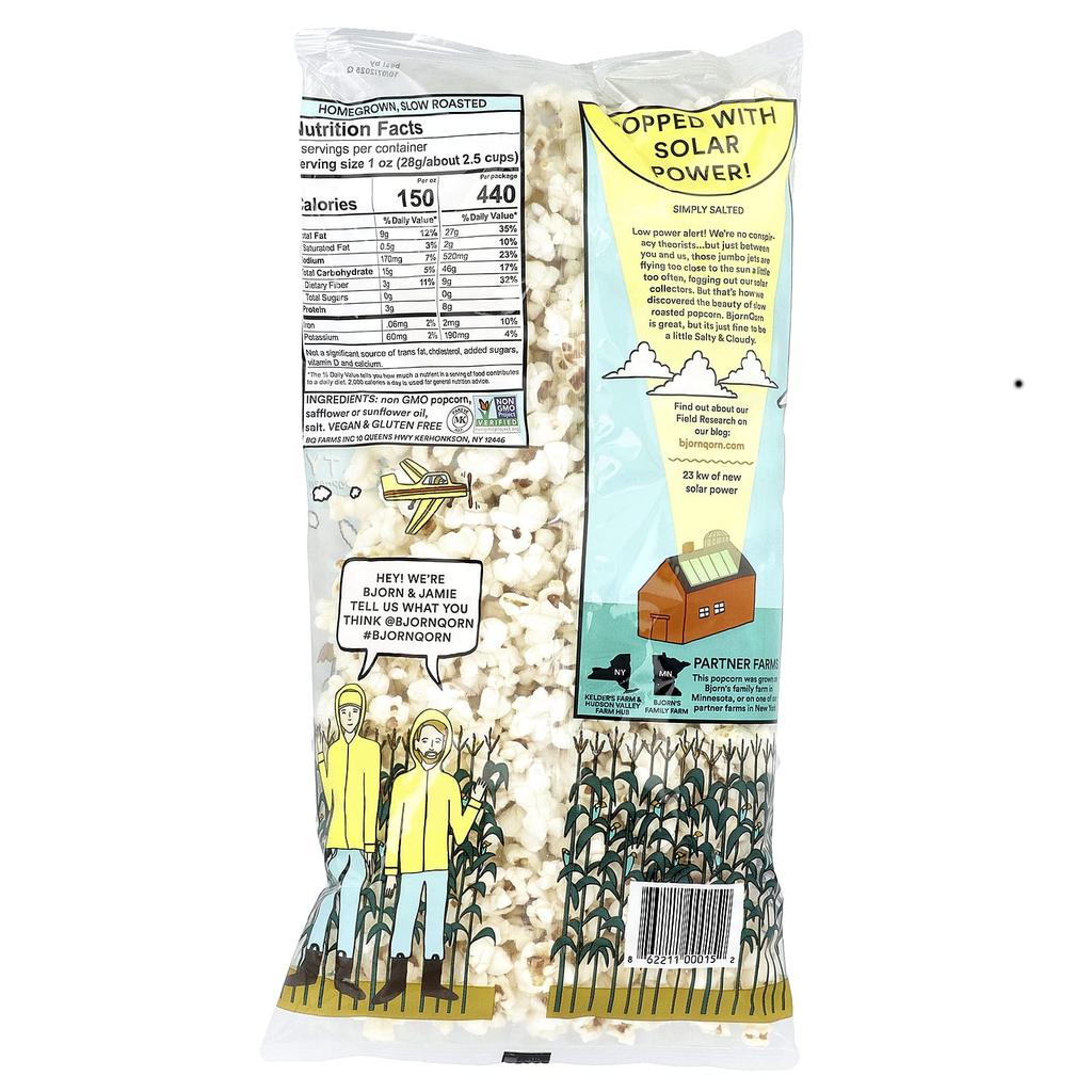 BjornQorn, Sun-Popped Corn, Cloudy Salty, 3 oz (85 g)