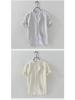 Men's Short-Sleeve Stand Collar White Linen Shirt, Casual Loose Fit, Lightweight Summer Cotton.
