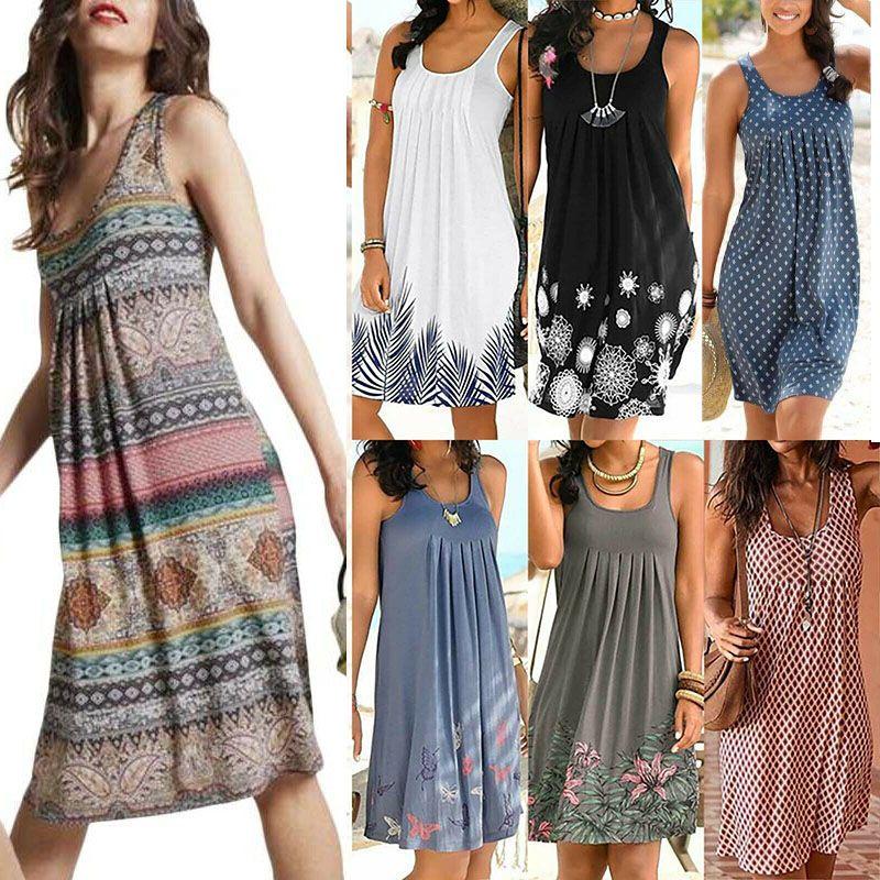 Stylish Women Boho Summer Beach Midi Dress With Gorgeous Floral Print And Loose Fit