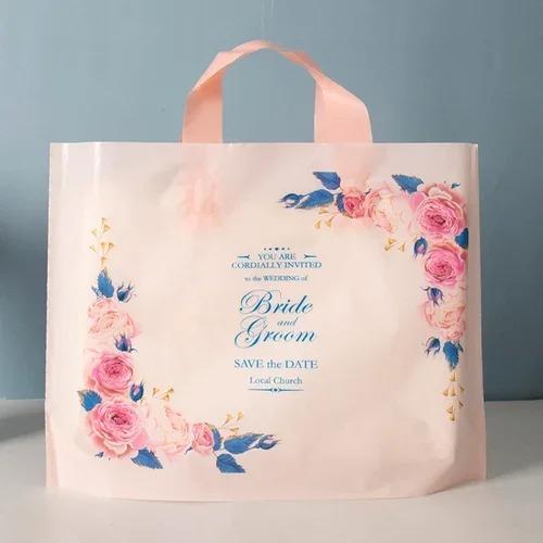 50pcs Plastic Handbag Clothing Store Shopping Packaging Gift Storage Portable Color Shop Universal Bags for Business Pocket