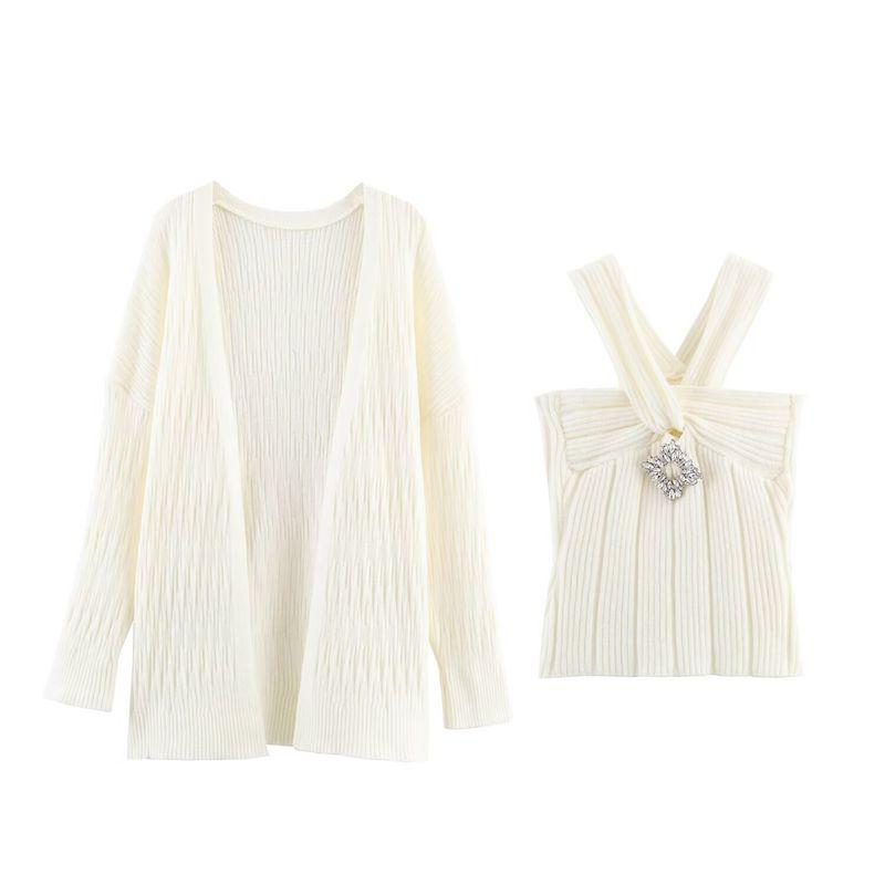 Za New Arrival Women's Clothing ZR Fashion Style Export Fashion All-Match Metal Strap Tops Casual Two-Piece Dress of Knitted Sweater