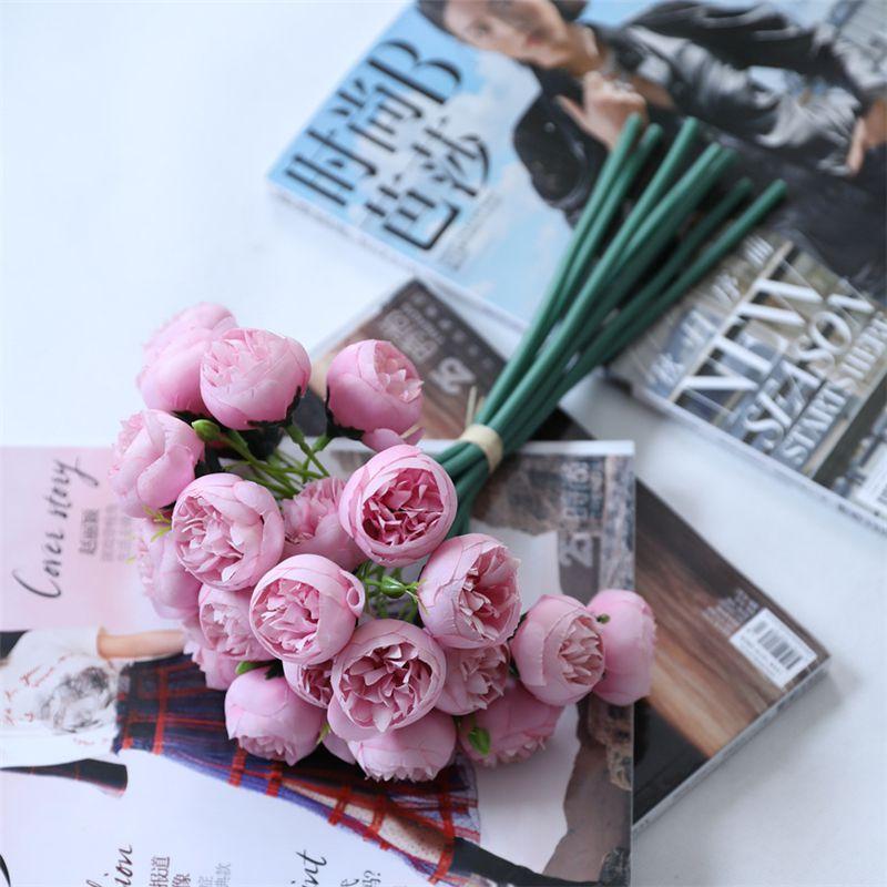 Buy Artificial Flowers Peony Tea Rose Autumn Silk Fake Flowers for DIY ...