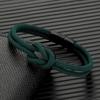 Herren Doppel-lagiges geknotetes Seilarmband für Damen Schwarzer Edelstahl Schieber Magnetverschluss Unendlichkeit Partner Schmuck