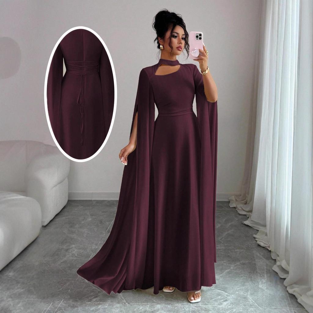 2025 İlkbahar/Yaz Avrupa ve Amerika Kadın Dantelli Pelerin Sırt Zincirli Dar Kesim Tulum Parti Elbisesi