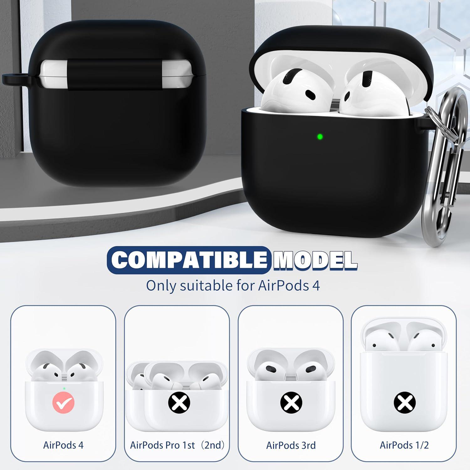 

Silicone Protective Case for Apple AirPods 4 Bluetooth Earphones (2024 Model)